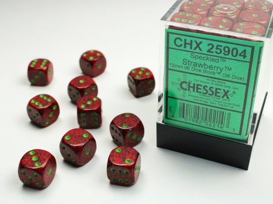 SPECKLED 36D6 STRAWBERRY 12MM DICE SET