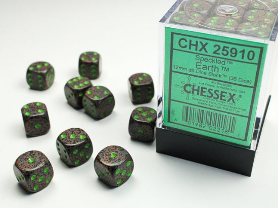 SPECKLED 36D6 EARTH 12MM DICE SET