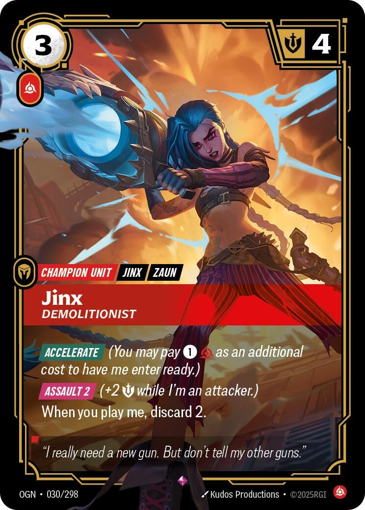 Image for Jinx - Demolitionist (030/298) (OGN) - Riftbound: League of Legends Trading Card Game