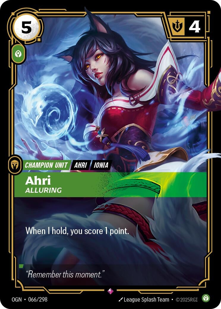 Image for Ahri - Alluring (066/298) (OGN) - Riftbound: League of Legends Trading Card Game