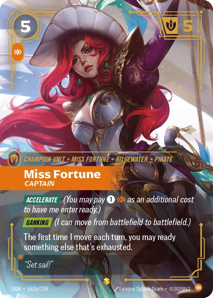 Image for Miss Fortune - Captain (Alternate Art) (162a/298) (OGN) - Riftbound: League of Legends Trading Card Game