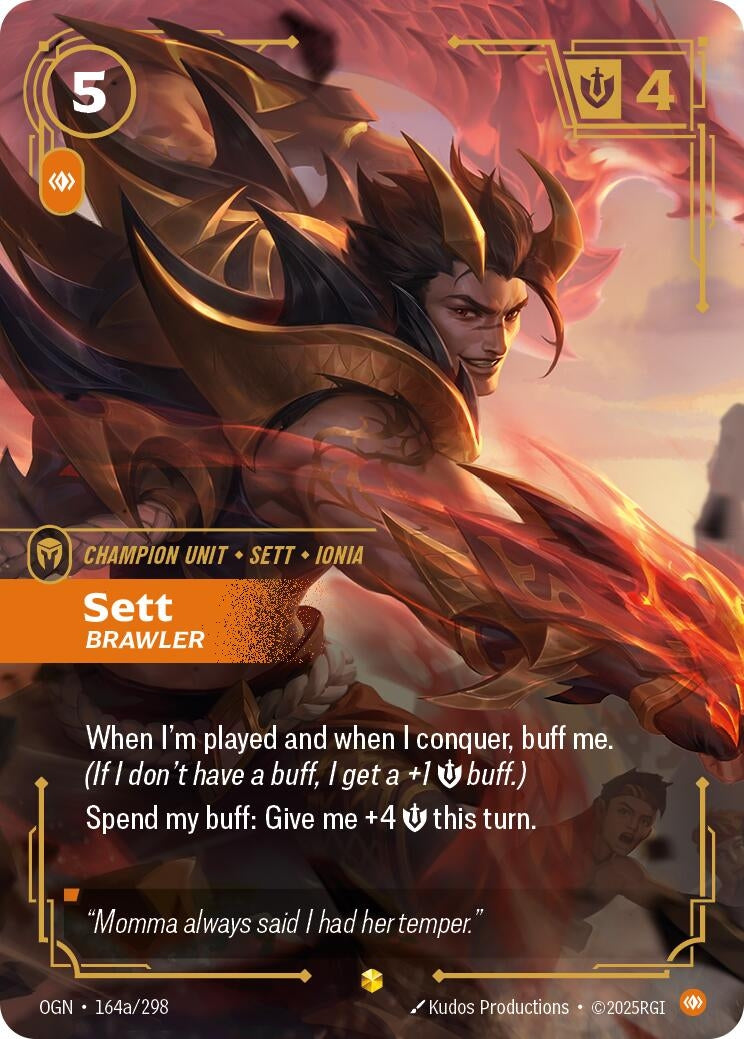 Image for Sett - Brawler (Alternate Art) (164a/298) (OGN) - Riftbound: League of Legends Trading Card Game