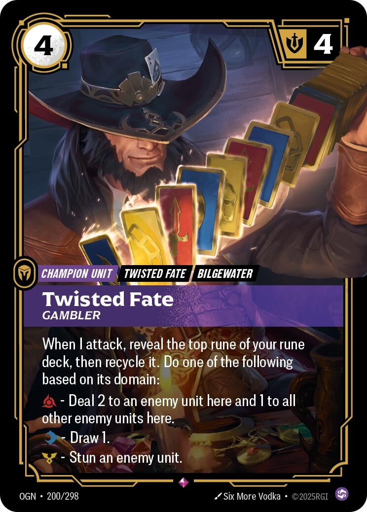 Image for Twisted Fate - Gambler (200/298) (OGN) - Riftbound: League of Legends Trading Card Game