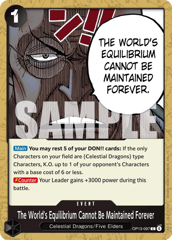 Image for The World's Equilibrium Cannot Be Maintained Forever (Carrying On His Will) (OP13-097) - One Piece Card Game