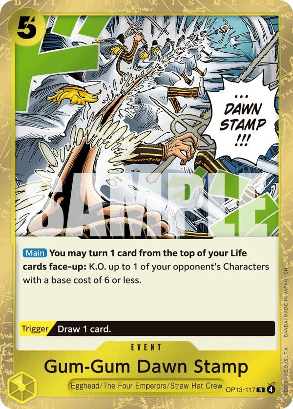 Image for Gum-Gum Dawn Stamp (Carrying On His Will) (OP13-117) - One Piece Card Game