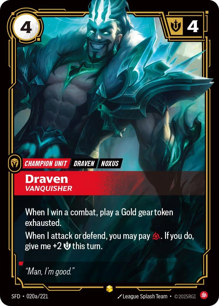 Image for Draven - Vanquisher (Alternate Art) (Spiritforged) (020a/221) - Riftbound: League of Legends Trading Card Game