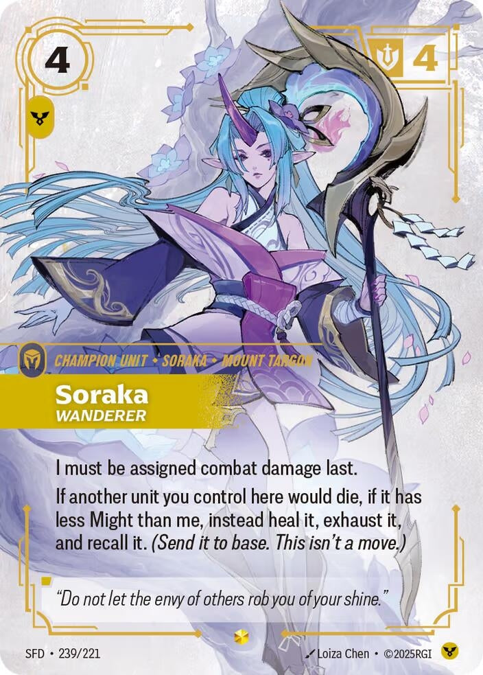 Image for Soraka - Wanderer (Overnumbered) (Spiritforged) (239/221) - Riftbound: League of Legends Trading Card Game