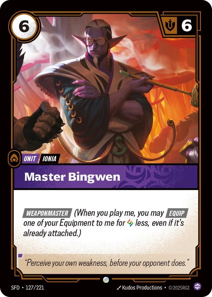 Image for Master Bingwen (Spiritforged) (127/221) - Riftbound: League of Legends Trading Card Game