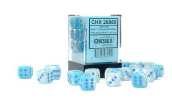GEMINI 36D6 TURQUOISE WHT/BLUE LUMINARY 12MM DICE SET