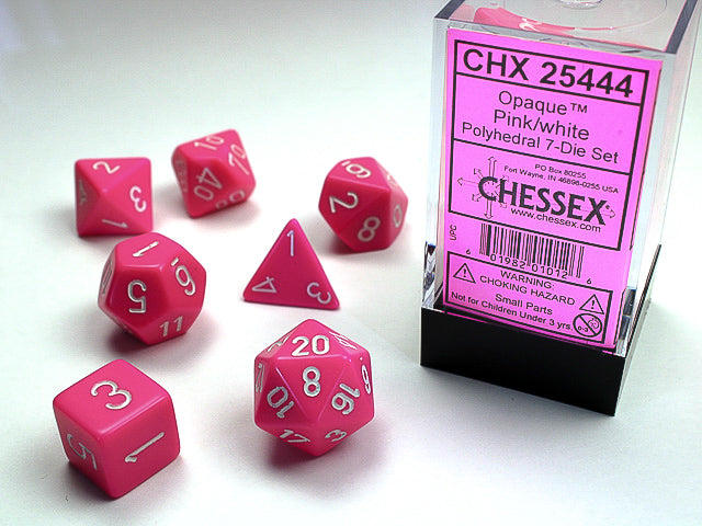 OPAQUE 7-DIE SET PINK/WHITE DICE SET