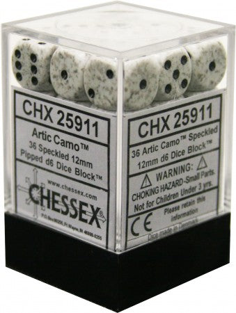 SPECKLED 36D6 ARTIC CAMO 12MM DICE SET