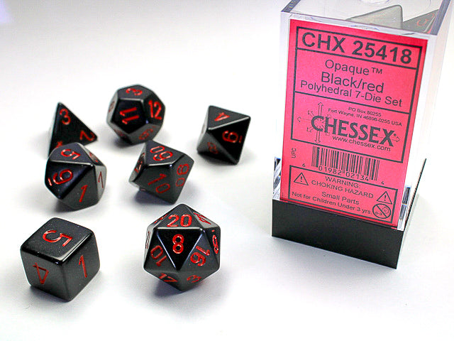 OPAQUE 7-DIE SET BLACK/RED DICE SET