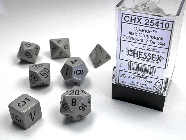 OPAQUE 7-DIE SET DARK GREY/BLACK DICE SET