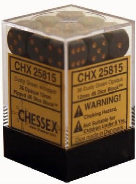 OPAQUE 36D6 DUSTY GREEN/COPPER 12MM DICE SET