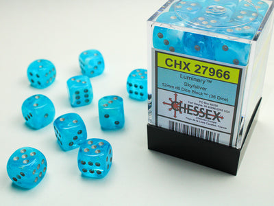 LUMINARY 36D6 SKY W/SILVER 12MM DICE SET