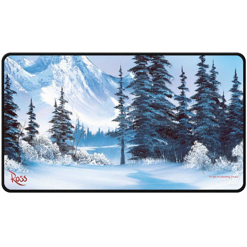 Bob Ross - Winter Paradise Black Stitched Playmat for Tabletop Gaming