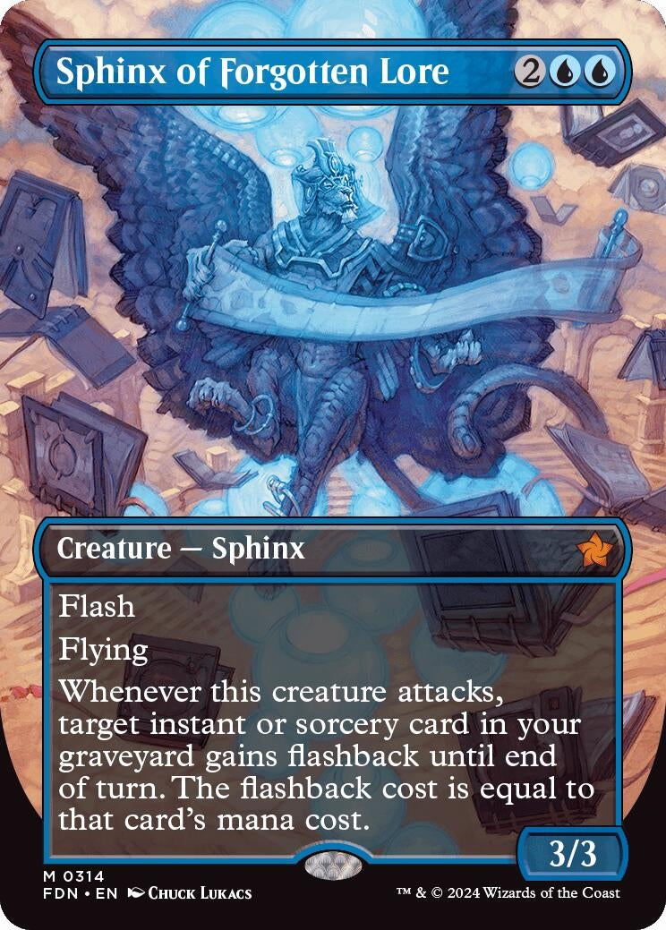 Image for Sphinx of Forgotten Lore (Borderless) (314) (FDN) - Magic: The Gathering