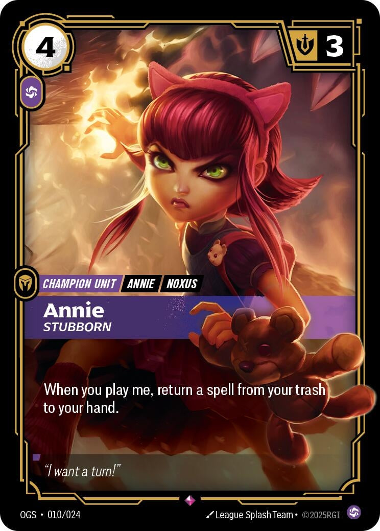 Image for Annie - Stubborn (010/024) (OGS:PG) - Riftbound: League of Legends Trading Card Game