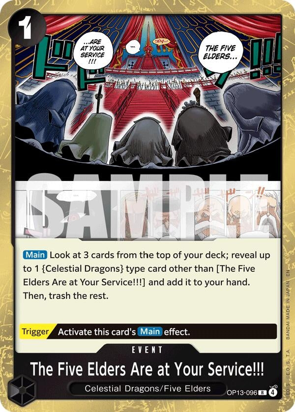 Image for The Five Elders Are at Your Service!!! (Carrying On His Will) (OP13-096) - One Piece Card Game