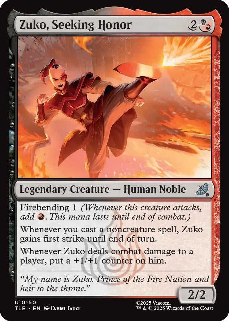Image for Zuko, Seeking Honor (Avatar: The Last Airbender: Eternal-Legal) (150) - Magic: The Gathering