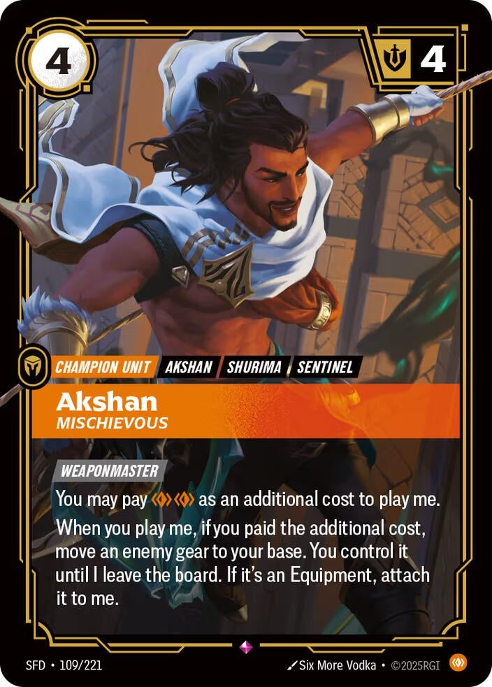 Image for Akshan - Mischievous (Spiritforged) (109/221) - Riftbound: League of Legends Trading Card Game