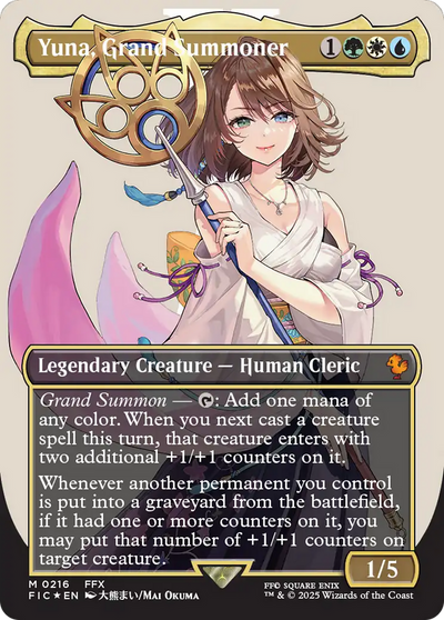 Yuna, Grand Summoner (Borderless) (Surge Foil) [FINAL FANTASY Commander]