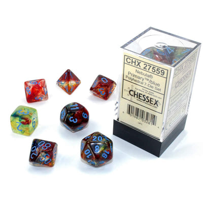 NEBULA 7-DIE SET PRIMARY/TURQUOISE LUMINARY DICE SET