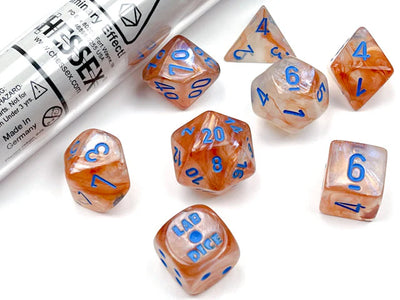 BOREALIS 7-DIE SET ROSE GOLD/LIGHT BLUE DICE SET