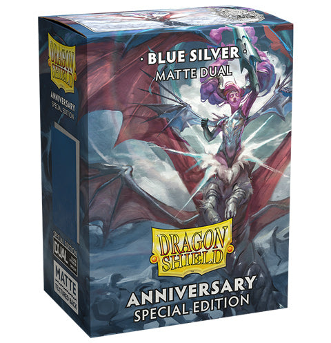 Dragon Shield Sleeves: Matte Dual - Anniversary Blue/Silver