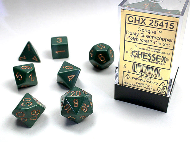 OPAQUE 7-DIE SET DUSTY GREEN/COPPER DICE SET
