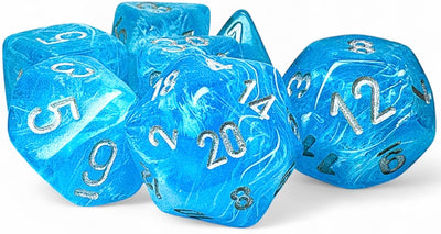 LUMINARY 7-DIE SET MEGA-HEDRAL SKY/SILVER DICE SET