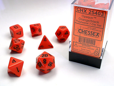 OPAQUE 7-DIE SET ORANGE/BLACK DICE SET