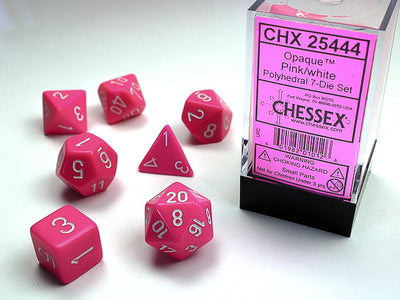 OPAQUE 7-DIE SET PINK/WHITE DICE SET
