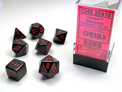 OPAQUE 7-DIE SET BLACK/RED DICE SET