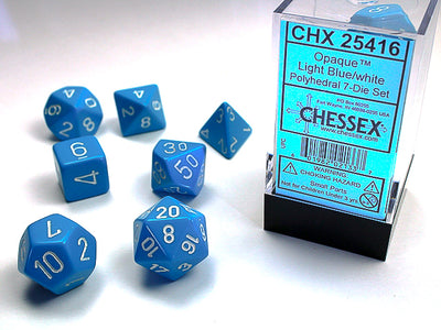 OPAQUE 7-DIE SET LIGHT BLUE/WHITE DICE SET
