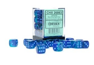 GEMINI 36D6 BLUE-BLUE/LT BLUE LUMINARY 12MM DICE SET