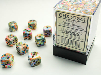 FESTIVE 36D6 VIBRANT/BROWN 12MM DICE SET