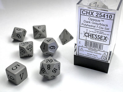OPAQUE 7-DIE SET DARK GREY/BLACK DICE SET