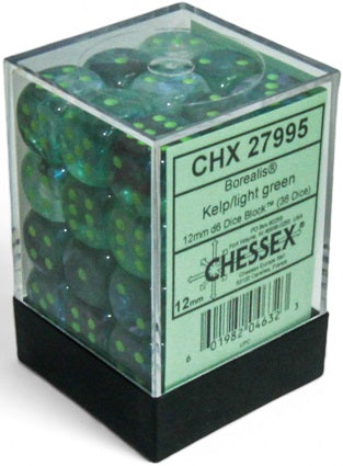 BOREALIS 36D6 KELP/LIGHT GREEN 12MM LUMINARY DICE SET