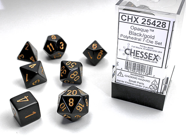 OPAQUE 7-DIE SET BLACK/GOLD DICE SET
