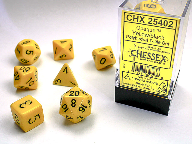 OPAQUE 7-DIE SET YELLOW/BLACK DICE SET