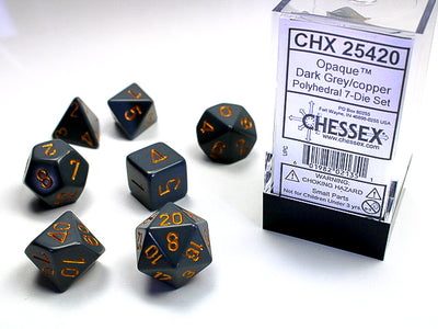 OPAQUE 7-DIE SET DARK GREY/COPPER DICE SET
