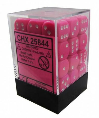 OPAQUE 36D6 PINK/WHITE 12MM DICE SET