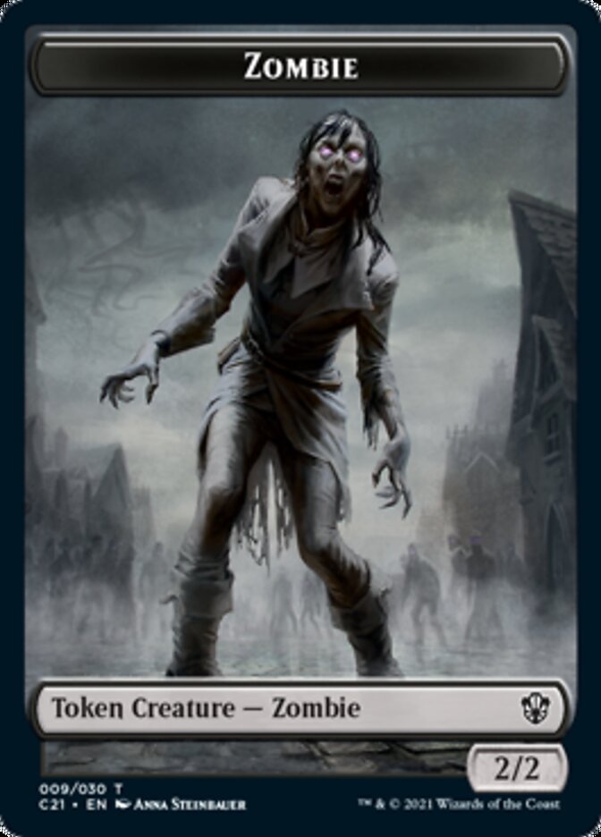 Zombie // Horror Double-Sided Token [Commander 2021 Tokens]