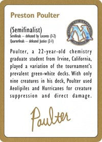 1996 Preston Poulter Biography Card (WCD)