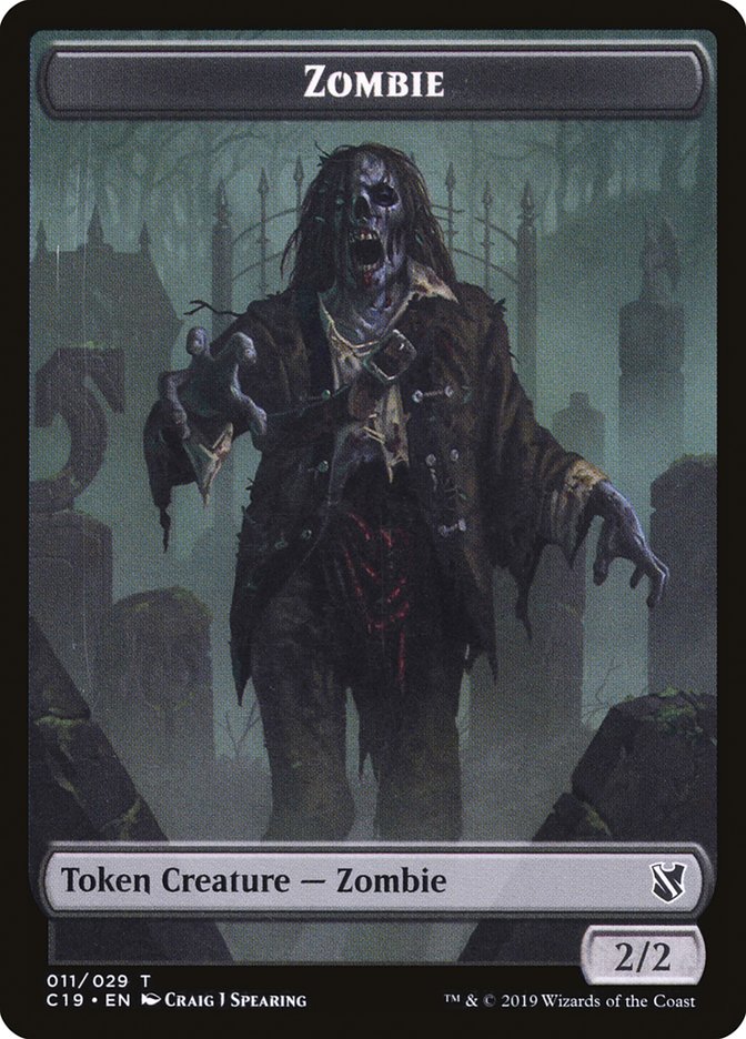 Zombie (010) // Zombie (011) Double-Sided Token [Commander 2019 Tokens]